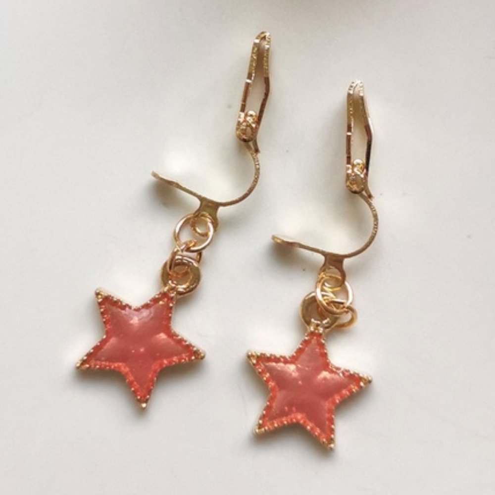 **NEW! STAR Small Gold CLIP-ON EARRINGS YOU PICK COLOR! - Pretty CLIP ON